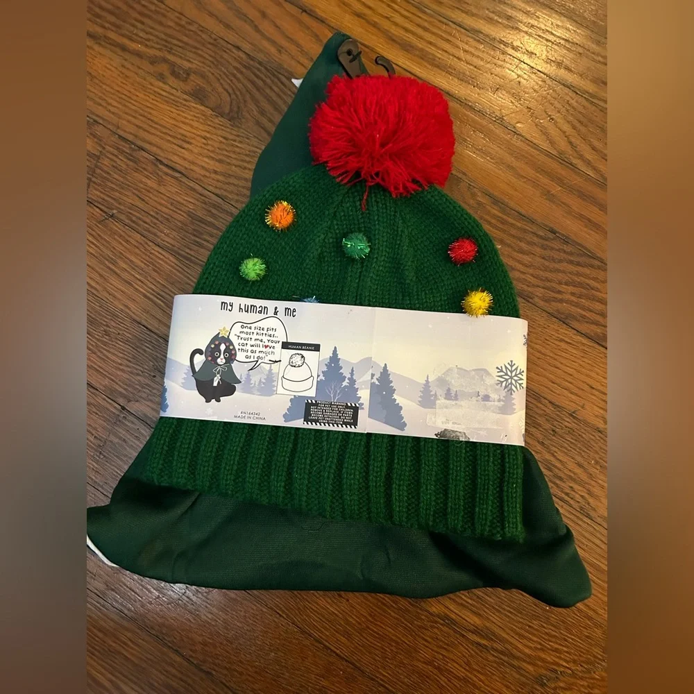 Christmas Cat Cape & Human Beanie
